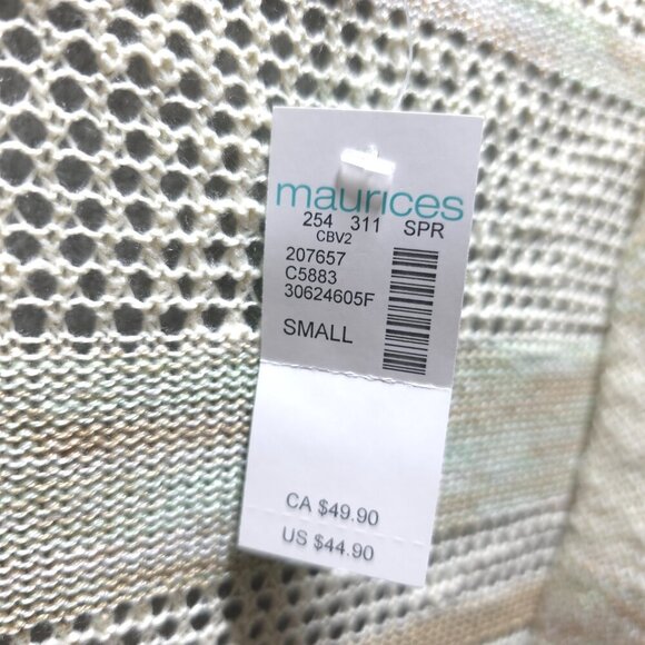 Maurices Striped Pointelle Duster Cardigan , Size Small Open Front Knit Sweater‎ - Picture 10 of 10